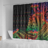 New Caledonia Christmas Shower Curtain Seashell Xmas Tree Tribal Waves - Polynesian Pride