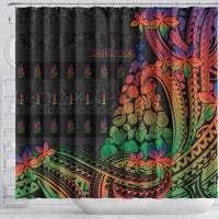 New Caledonia Christmas Shower Curtain Seashell Xmas Tree Tribal Waves - Polynesian Pride