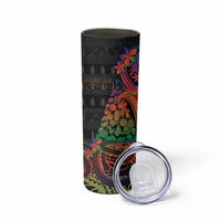 New Caledonia Christmas Skinny Tumbler Seashell Xmas Tree Tribal Waves - Polynesian Pride