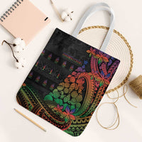 New Caledonia Christmas Tote Bag Seashell Xmas Tree Tribal Waves - Polynesian Pride