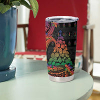 New Caledonia Christmas Tumbler Cup Seashell Xmas Tree Tribal Waves - Polynesian Pride