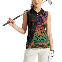 New Caledonia Christmas Women Sleeveless Polo Shirt Seashell Xmas Tree Tribal Waves - Polynesian Pride