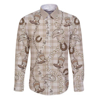 Hawaii Palaka Cowboy Family Matching Off The Shoulder Long Sleeve Dress and Hawaiian Shirt Shell Maile Lei With Western Patterns - Polynesian Pride