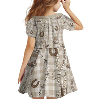 Hawaii Palaka Cowboy Family Matching Short Sleeve Bodycon Dress and Hawaiian Shirt Shell Maile Lei With Western Patterns - Polynesian Pride