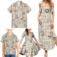 Hawaii Palaka Cowboy Family Matching Summer Maxi Dress and Hawaiian Shirt Shell Maile Lei With Western Patterns - Polynesian Pride