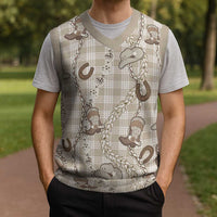 Hawaii Palaka Cowboy Christmas Knitted V-Neck Vest Shell Maile Lei With Western Patterns - Polynesian Pride