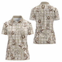 Hawaii Palaka Cowboy Women Polo Shirt Shell Maile Lei With Western Patterns DT05 - Polynesian Pride