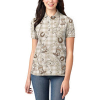 Hawaii Palaka Cowboy Women Polo Shirt Shell Maile Lei With Western Patterns - Polynesian Pride