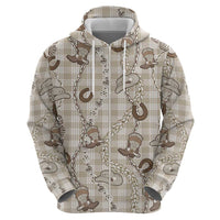 Hawaii Palaka Cowboy Zip Hoodie Shell Maile Lei With Western Patterns - Polynesian Pride