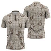 Hawaii Palaka Cowboy Zipper Polo Shirt Shell Maile Lei With Western Patterns - Polynesian Pride