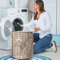 Beige Hawaii Palaka Cowboy Turtle Laundry Basket Hawaiian Paniolo Puakenikeni Maile Lei DT05 - Polynesian Pride