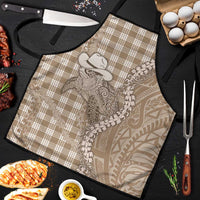 Beige Hawaii Palaka Cowboy Turtle Apron Hawaiian Paniolo Puakenikeni Maile Lei DT05 Beige - Polynesian Pride