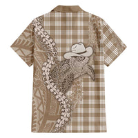 Beige Hawaii Palaka Cowboy Turtle Family Matching Mermaid Dress and Hawaiian Shirt Hawaiian Paniolo Puakenikeni Maile Lei - Polynesian Pride