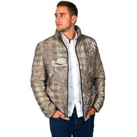 Beige Hawaii Palaka Cowboy Turtle Padded Jacket Hawaiian Paniolo Puakenikeni Maile Lei DT05 - Polynesian Pride