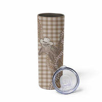 Beige Hawaii Palaka Cowboy Turtle Skinny Tumbler Hawaiian Paniolo Puakenikeni Maile Lei - Polynesian Pride