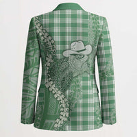 Green Hawaii Palaka Cowboy Turtle Blazer Hawaiian Paniolo Puakenikeni Maile Lei - Polynesian Pride
