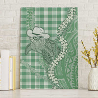 Green Hawaii Palaka Cowboy Turtle Canvas Wall Art Hawaiian Paniolo Puakenikeni Maile Lei - Polynesian Pride