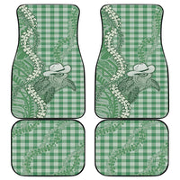 Green Hawaii Palaka Cowboy Turtle Car Mats Hawaiian Paniolo Puakenikeni Maile Lei - Polynesian Pride