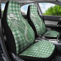 Green Hawaii Palaka Cowboy Turtle Car Seat Cover Hawaiian Paniolo Puakenikeni Maile Lei - Polynesian Pride