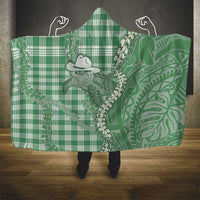 Green Hawaii Palaka Cowboy Turtle Hooded Blanket Hawaiian Paniolo Puakenikeni Maile Lei - Polynesian Pride