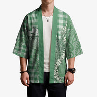 Green Hawaii Palaka Cowboy Turtle Kimono Hawaiian Paniolo Puakenikeni Maile Lei - Polynesian Pride