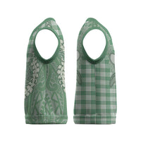 Green Hawaii Palaka Cowboy Turtle Christmas Knitted V-Neck Vest Hawaiian Paniolo Puakenikeni Maile Lei - Polynesian Pride