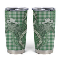 Green Hawaii Palaka Cowboy Turtle Tumbler Cup Hawaiian Paniolo Puakenikeni Maile Lei - Polynesian Pride
