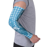 Blue Hawaii Palaka Cowboy Turtle Arm Sleeves Hawaiian Paniolo Puakenikeni Maile Lei - Polynesian Pride