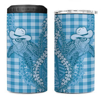 Blue Hawaii Palaka Cowboy Turtle 4 in 1 Can Cooler Tumbler Hawaiian Paniolo Puakenikeni Maile Lei - Polynesian Pride