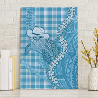 Blue Hawaii Palaka Cowboy Turtle Canvas Wall Art Hawaiian Paniolo Puakenikeni Maile Lei - Polynesian Pride