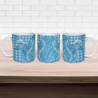 Blue Hawaii Palaka Cowboy Turtle Ceramic Mug Hawaiian Paniolo Puakenikeni Maile Lei - Polynesian Pride