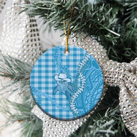 Blue Hawaii Palaka Cowboy Turtle Ceramic Ornament Hawaiian Paniolo Puakenikeni Maile Lei - Polynesian Pride