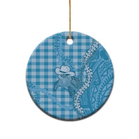 Blue Hawaii Palaka Cowboy Turtle Ceramic Ornament Hawaiian Paniolo Puakenikeni Maile Lei - Polynesian Pride