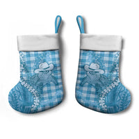 Blue Hawaii Palaka Cowboy Turtle Christmas Stocking Hawaiian Paniolo Puakenikeni Maile Lei - Polynesian Pride