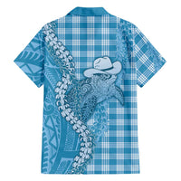 Blue Hawaii Palaka Cowboy Turtle Family Matching Mermaid Dress and Hawaiian Shirt Hawaiian Paniolo Puakenikeni Maile Lei - Polynesian Pride
