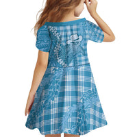 Blue Hawaii Palaka Cowboy Turtle Family Matching Off Shoulder Short Dress and Hawaiian Shirt Hawaiian Paniolo Puakenikeni Maile Lei - Polynesian Pride