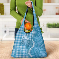 Blue Hawaii Palaka Cowboy Turtle Grocery Bag Hawaiian Paniolo Puakenikeni Maile Lei - Polynesian Pride