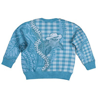 Blue Hawaii Palaka Cowboy Turtle Kid Ugly Christmas Sweater Hawaiian Paniolo Puakenikeni Maile Lei - Polynesian Pride