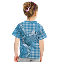 Blue Hawaii Palaka Cowboy Turtle Kid T Shirt Hawaiian Paniolo Puakenikeni Maile Lei - Polynesian Pride