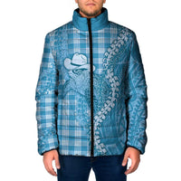 Blue Hawaii Palaka Cowboy Turtle Padded Jacket Hawaiian Paniolo Puakenikeni Maile Lei - Polynesian Pride