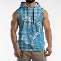 Blue Hawaii Palaka Cowboy Turtle Sleeveless Hoodie Hawaiian Paniolo Puakenikeni Maile Lei - Polynesian Pride