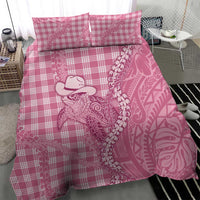 Pink Hawaii Palaka Cowboy Turtle Bedding Set Hawaiian Paniolo Puakenikeni Maile Lei - Polynesian Pride