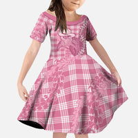 Pink Hawaii Palaka Cowboy Turtle Family Matching Long Sleeve Bodycon Dress and Hawaiian Shirt Hawaiian Paniolo Puakenikeni Maile Lei - Polynesian Pride