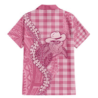 Pink Hawaii Palaka Cowboy Turtle Family Matching Mermaid Dress and Hawaiian Shirt Hawaiian Paniolo Puakenikeni Maile Lei - Polynesian Pride