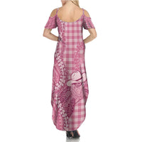 Pink Hawaii Palaka Cowboy Turtle Family Matching Summer Maxi Dress and Hawaiian Shirt Hawaiian Paniolo Puakenikeni Maile Lei - Polynesian Pride