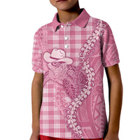Pink Hawaii Palaka Cowboy Turtle Kid Polo Shirt Hawaiian Paniolo Puakenikeni Maile Lei - Polynesian Pride