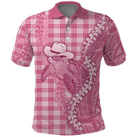 Pink Hawaii Palaka Cowboy Turtle Polo Shirt Hawaiian Paniolo Puakenikeni Maile Lei - Polynesian Pride