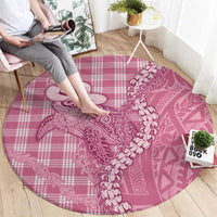 Pink Hawaii Palaka Cowboy Turtle Round Carpet Hawaiian Paniolo Puakenikeni Maile Lei - Polynesian Pride