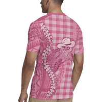 Pink Hawaii Palaka Cowboy Turtle Rugby Jersey Hawaiian Paniolo Puakenikeni Maile Lei - Polynesian Pride
