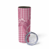 Pink Hawaii Palaka Cowboy Turtle Skinny Tumbler Hawaiian Paniolo Puakenikeni Maile Lei - Polynesian Pride